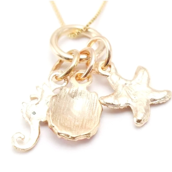 Gold green seashell Palm tree charm necklace - Picture 4 of 6